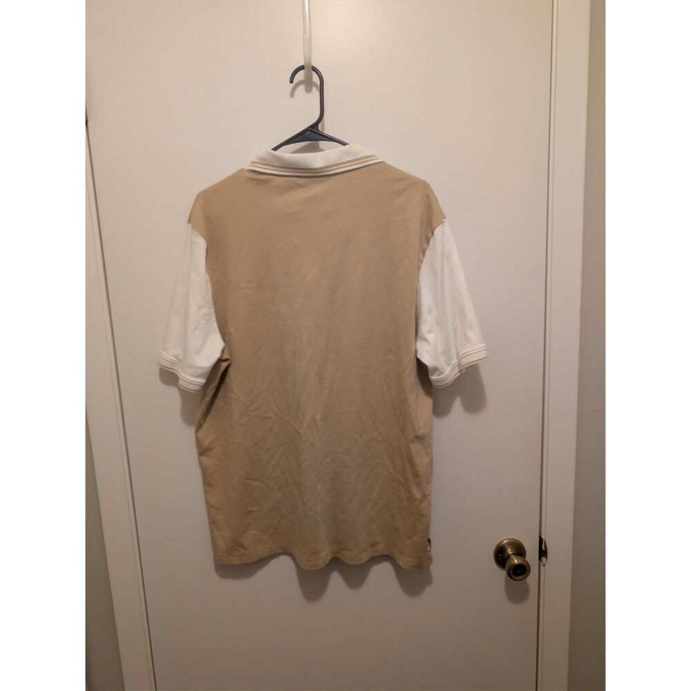 Paul Fredrick Men's Colorblock Polo Shirt Tan Beige Cotton Size L